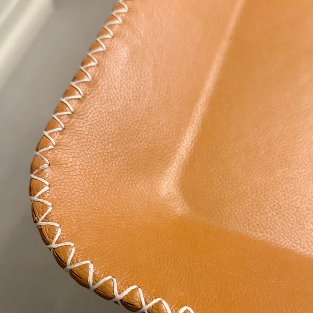 Tan Leather Tray with White Stitching - Picture 2 of 3